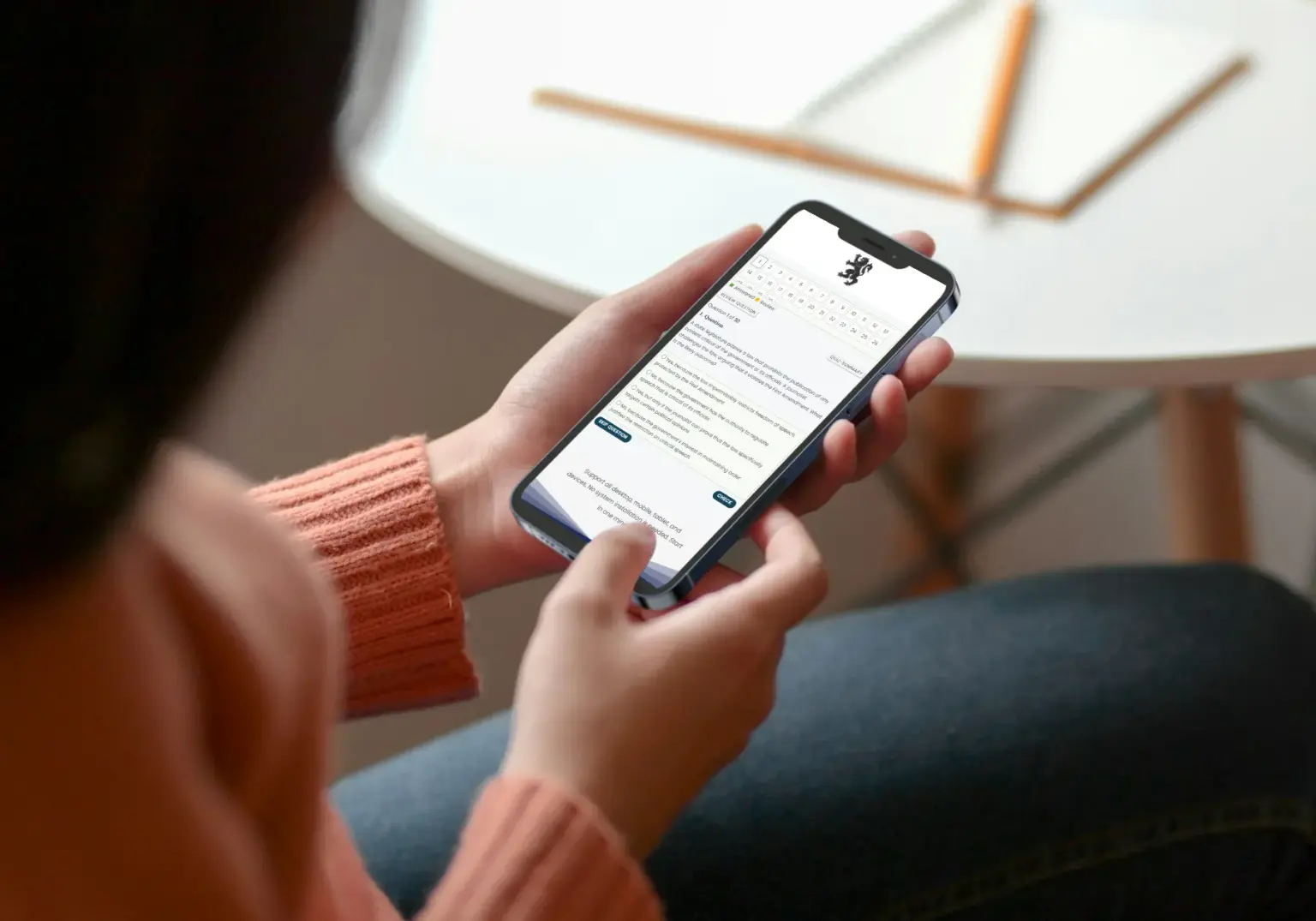 Candidate using Linux Skills Exam on mobile